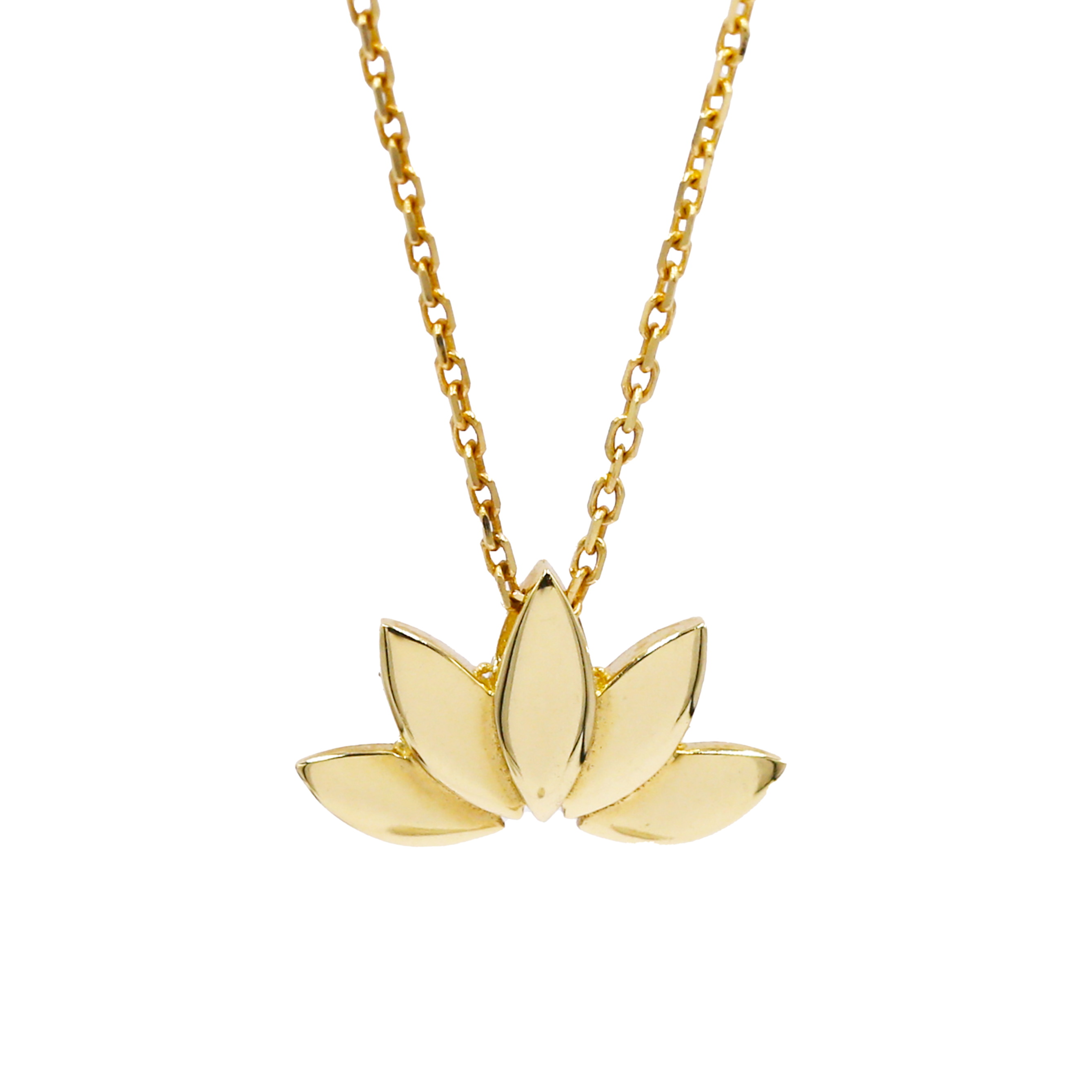 Lotus Çiçeği 14 Ayar Sarı Altın Kolye